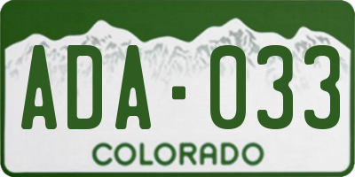CO license plate ADA033