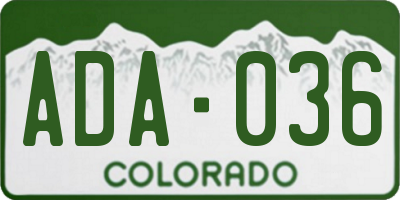 CO license plate ADA036