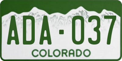 CO license plate ADA037
