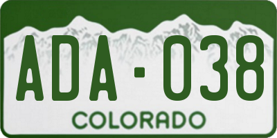 CO license plate ADA038