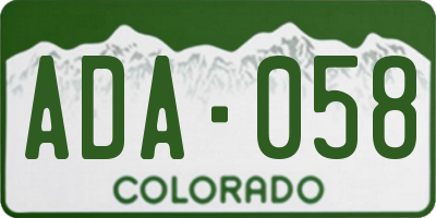 CO license plate ADA058