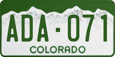CO license plate ADA071