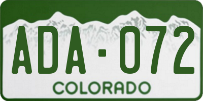 CO license plate ADA072