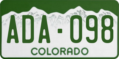 CO license plate ADA098