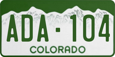 CO license plate ADA104