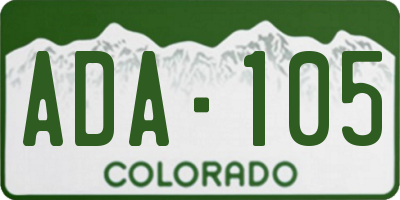 CO license plate ADA105