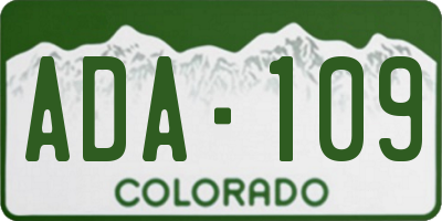 CO license plate ADA109