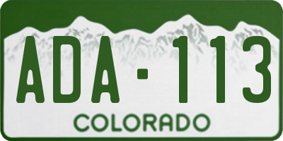 CO license plate ADA113