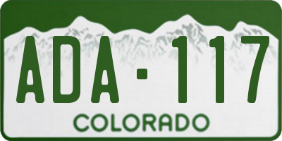 CO license plate ADA117