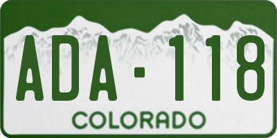 CO license plate ADA118