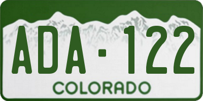 CO license plate ADA122