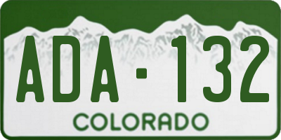 CO license plate ADA132