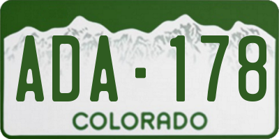 CO license plate ADA178