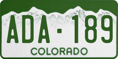CO license plate ADA189