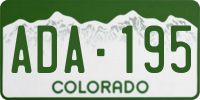 CO license plate ADA195