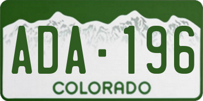 CO license plate ADA196