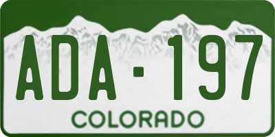 CO license plate ADA197