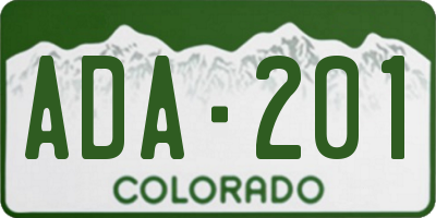 CO license plate ADA201