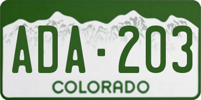 CO license plate ADA203