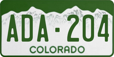 CO license plate ADA204