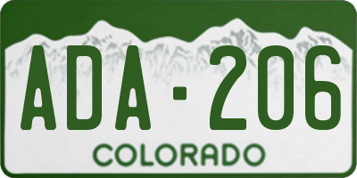 CO license plate ADA206