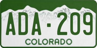 CO license plate ADA209