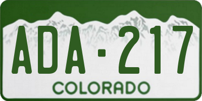 CO license plate ADA217