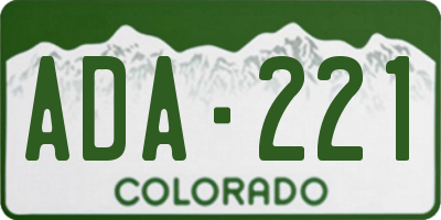 CO license plate ADA221