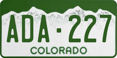 CO license plate ADA227