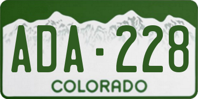 CO license plate ADA228