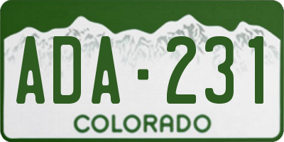 CO license plate ADA231