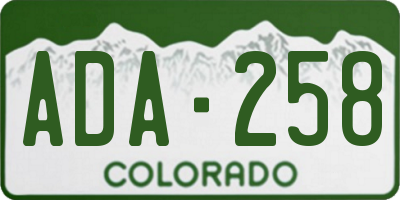 CO license plate ADA258