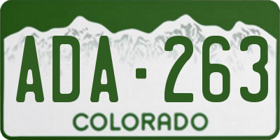 CO license plate ADA263