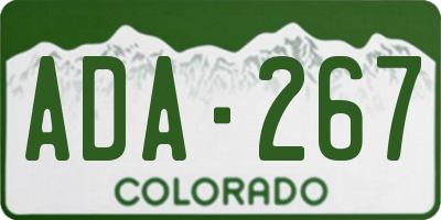 CO license plate ADA267
