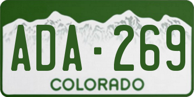 CO license plate ADA269