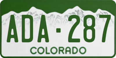 CO license plate ADA287