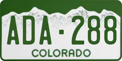 CO license plate ADA288