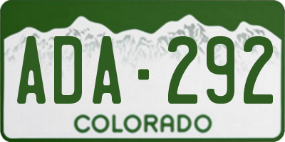 CO license plate ADA292