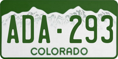 CO license plate ADA293