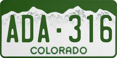 CO license plate ADA316