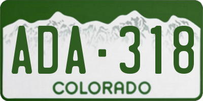 CO license plate ADA318