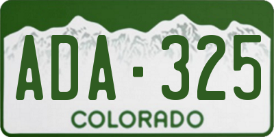 CO license plate ADA325