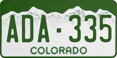 CO license plate ADA335