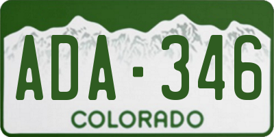 CO license plate ADA346
