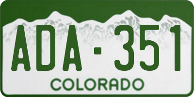 CO license plate ADA351