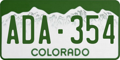 CO license plate ADA354