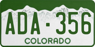 CO license plate ADA356