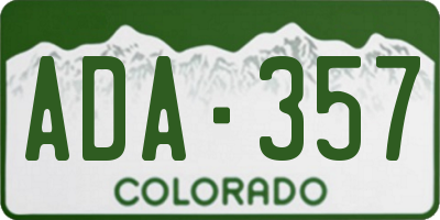 CO license plate ADA357