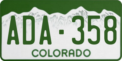 CO license plate ADA358