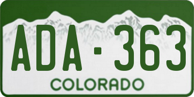 CO license plate ADA363